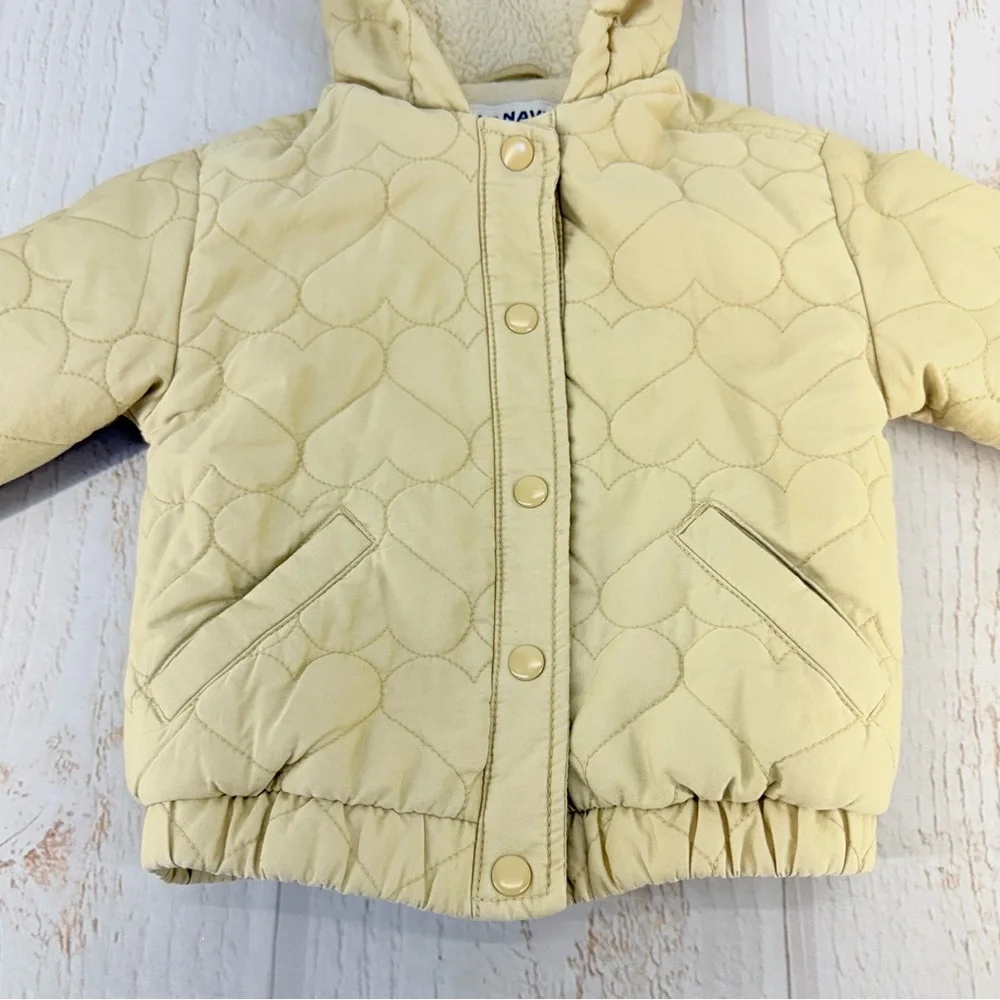 Old Navy‎ Toddler Quilted Hooded Jacket 3T Cream Fleece Lined